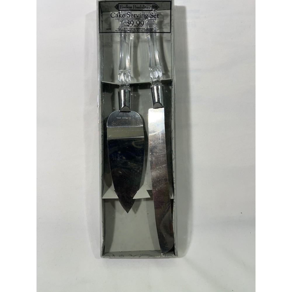 VTG 2003 Endless Possibilities‎ Cake Serving Set Stainless Steel Clear Handles